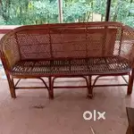 Cane sofa, 2chairs and table with dining chairs