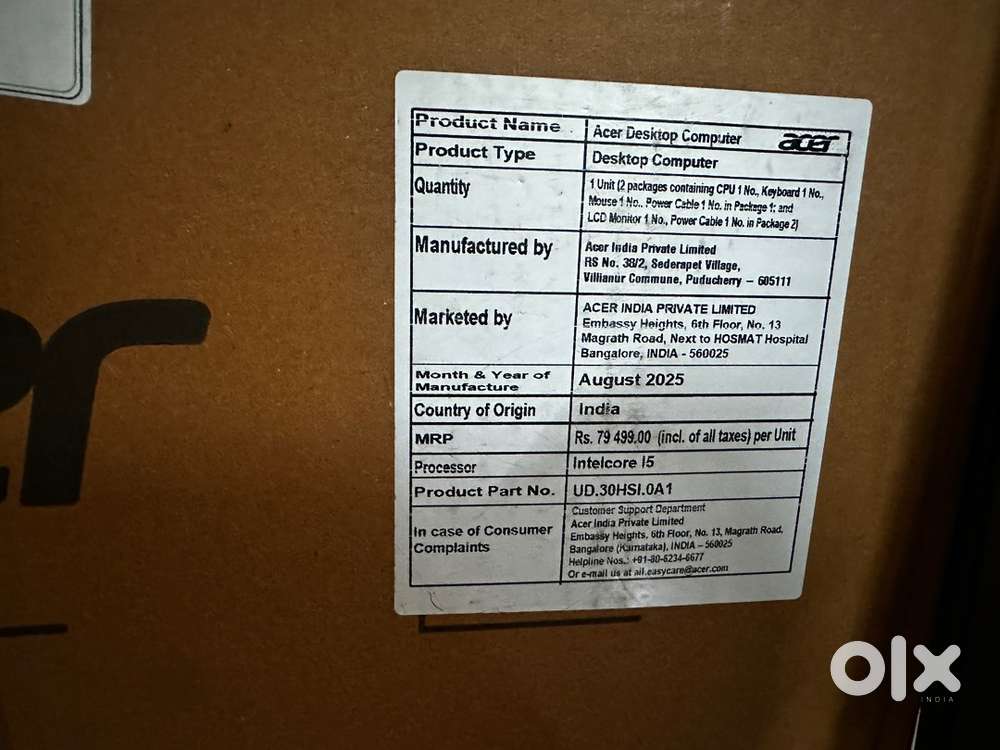 Acer LCD monitor Model :- EV227Q 21.5 FHD