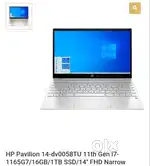 HP Pavilion14-dv0058TU 11th Gen i7-1165G7/16GB/1TB SSD/14''