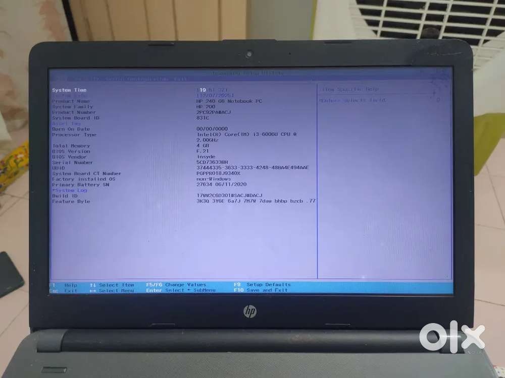 Hp 240 g6 note book laptop 4gbram 500gb hdd