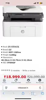 Hp laser printer mfp 138fnw