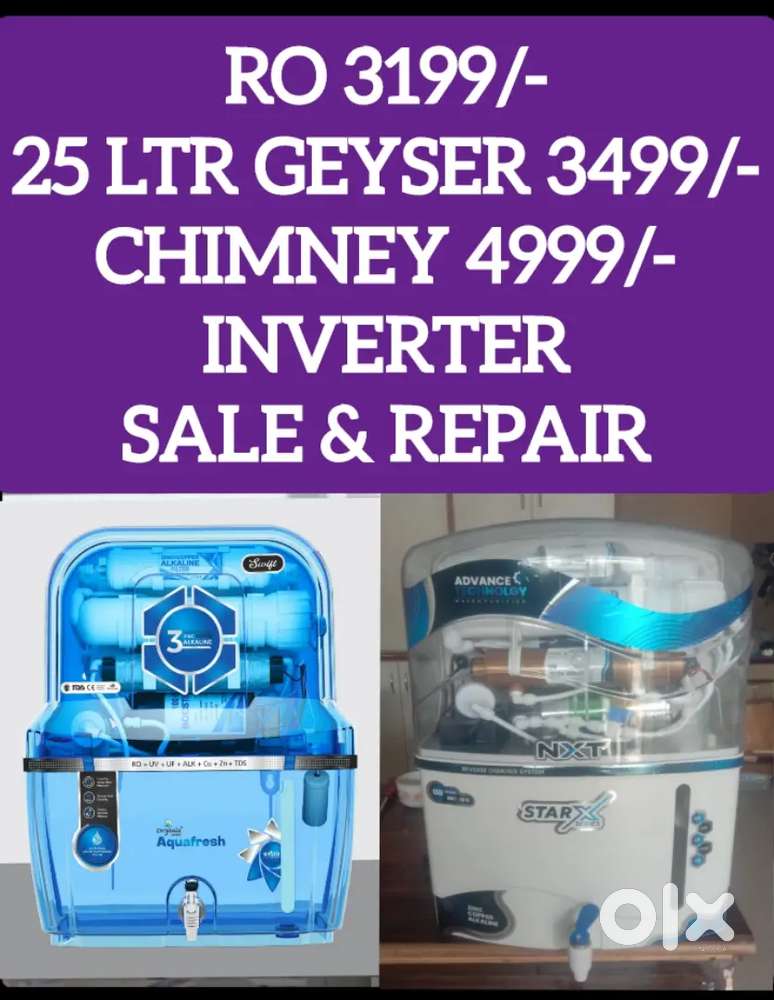 AQUA FRESH WATER PURIFIER RO FILTER, GEYSER, CHIMNEY, INVERTER, REPAIR