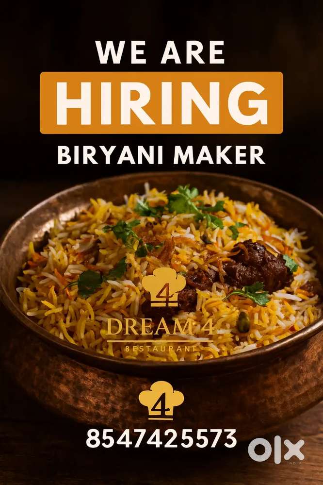We are hiring biriyani maker. Exact place : Annakkampad ,edappal