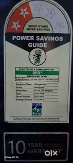 Like New  fridge , whirlpool, 265 ltr, good conditions