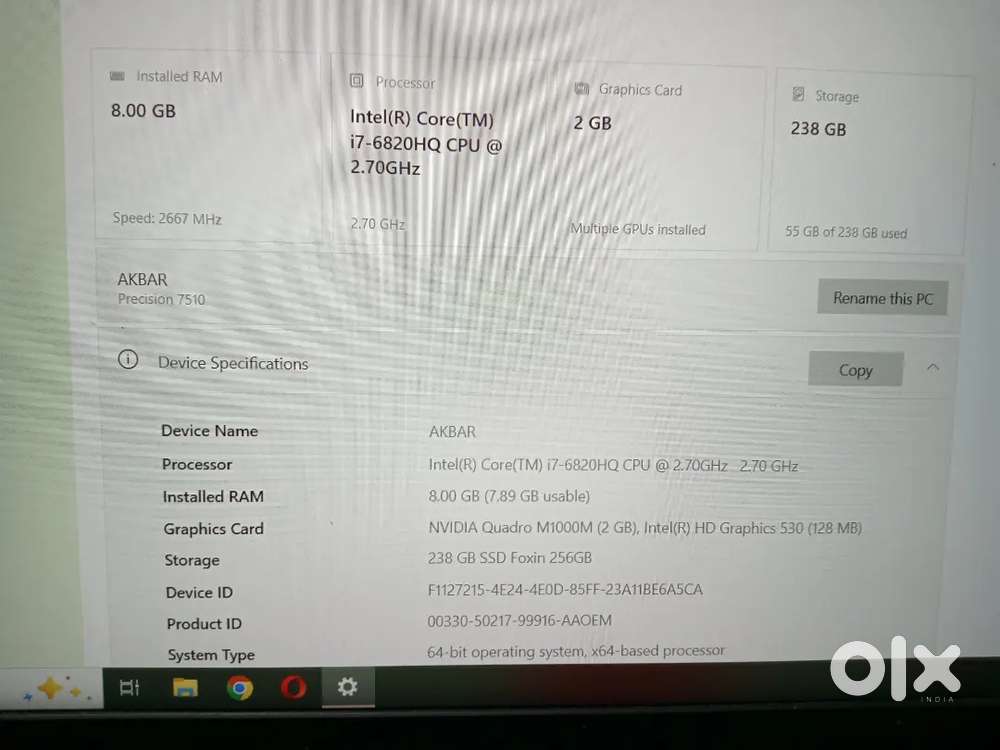 DELL  i7 with 8GB ram  256 GB SSD 2GB graphic card