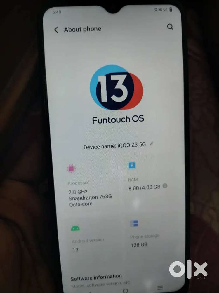 iqoo z3 8GB RAM 128 good condition no box no bill noble only mobile