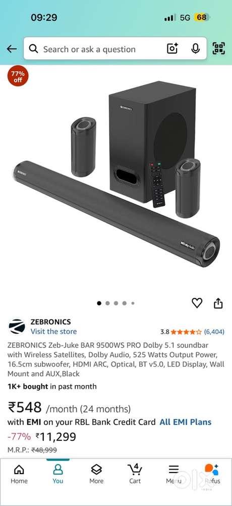 ZEBRONICS Zeb-Juke BAR 9500WS PRO Dolby 5.1