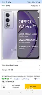 5g mobile,Oppo A3 pro,like new,under warranty