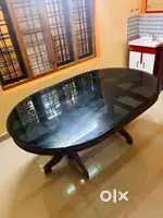 Elegant Wooden Dining Table with Glass Top