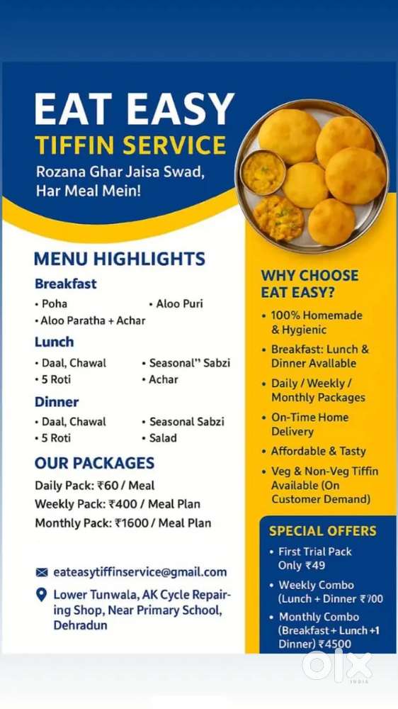 Eat Easy -Homemade Tiffin service in Dehradun