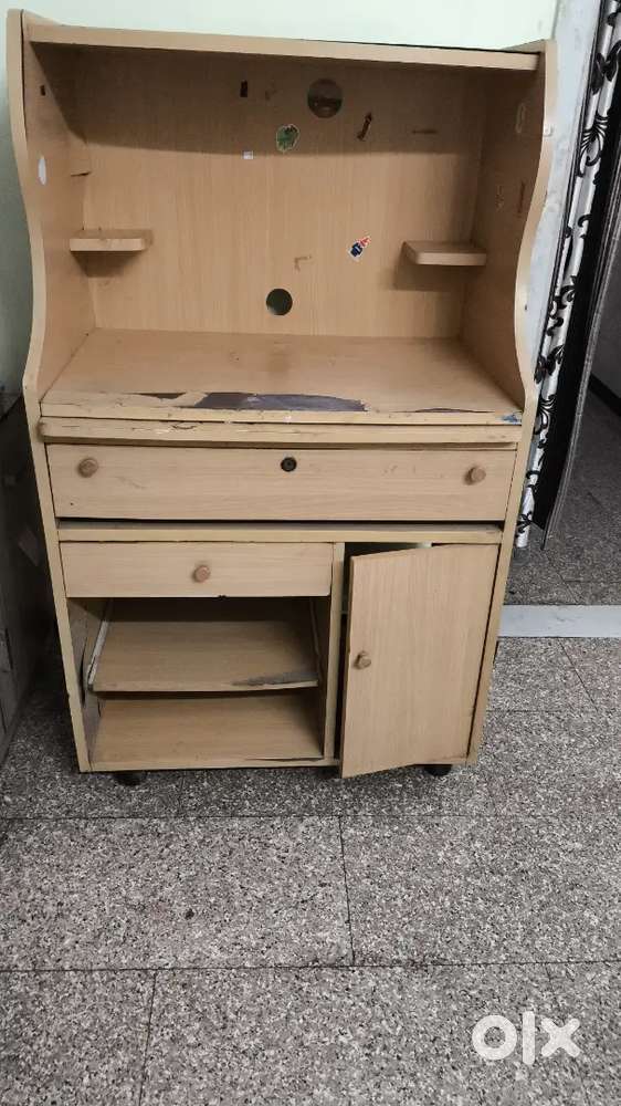 Wooden computer trolly
