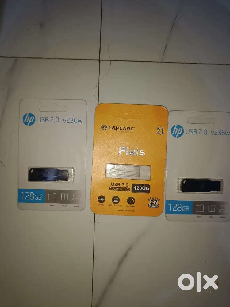 Hp pendrive 128 gb  3 pendrive  seal pack box