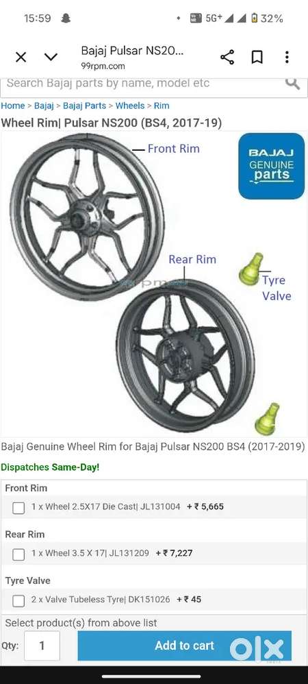 Ns 200 Rear rim