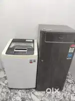 &₹!(; Whirlpool single door fridge & washing machine top load!(