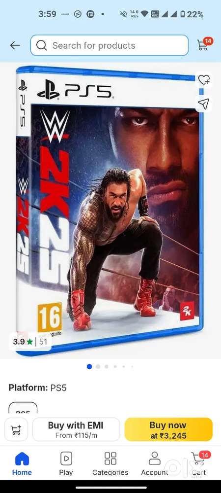 WWE 2K25 ps5game disc