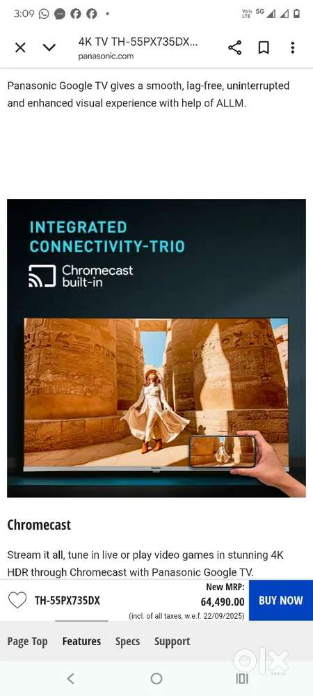 Apple cpu 8gb Ram 256 gb rom and Panasonic 55 inch 4k HDR TV 2025 m