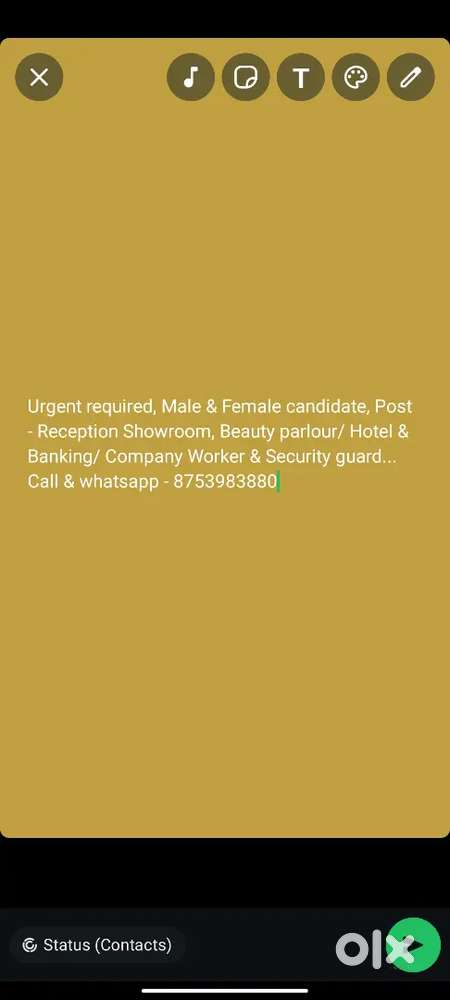 reception/ Computer operator/ Banking/ Hotel / Beauty parlour