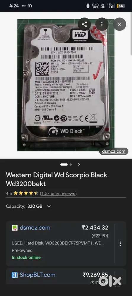 WD black HDD 320gb