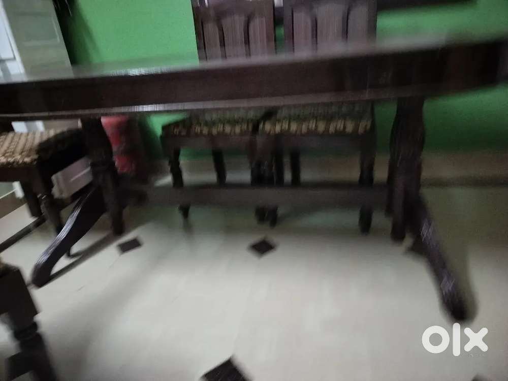 6 wooden chair with soft pads & large dinning table