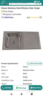 FUTURA STAINLESS STEEL KITCHEN SINK(18 x 24 inch)