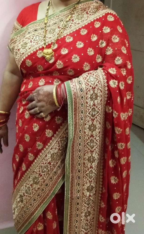 Red heavy sari