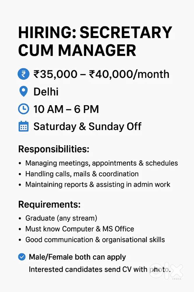 Secretary cum Manager