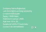 Wanted male(picker&loader)Hafeezpet Hyd