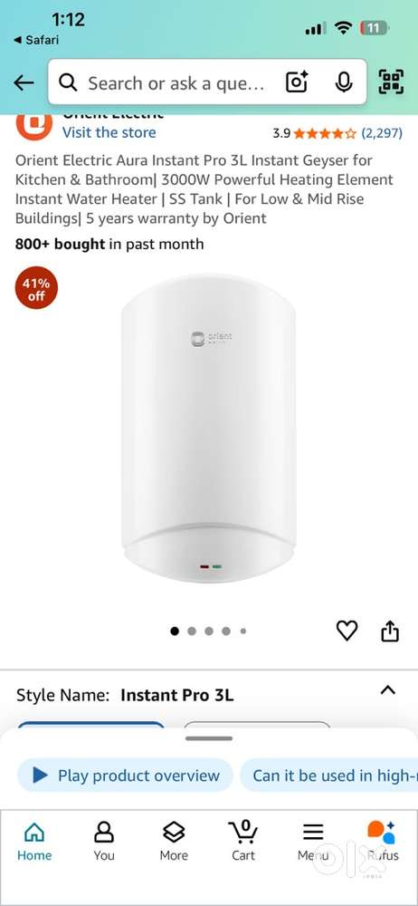 ORIENT INSTANST GEYSER BRAND NEW