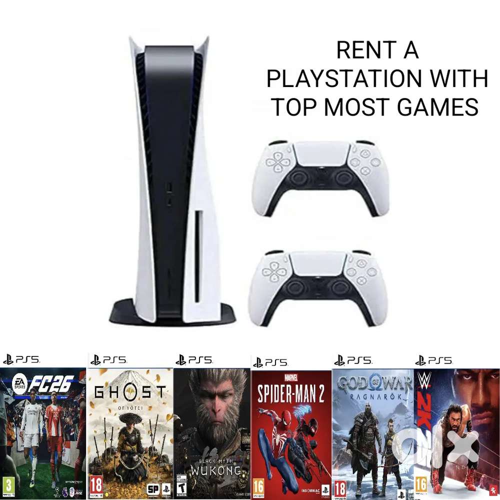 PlayStation and X box consoles with your choice games for Rent