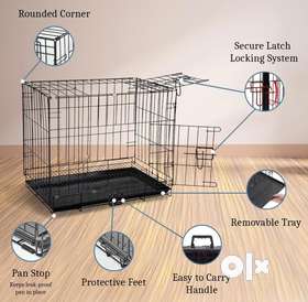 24 inches cage strong metal cage Removable tray Upto 10kgs Enhanced Safety: 2 doors (long side and t...