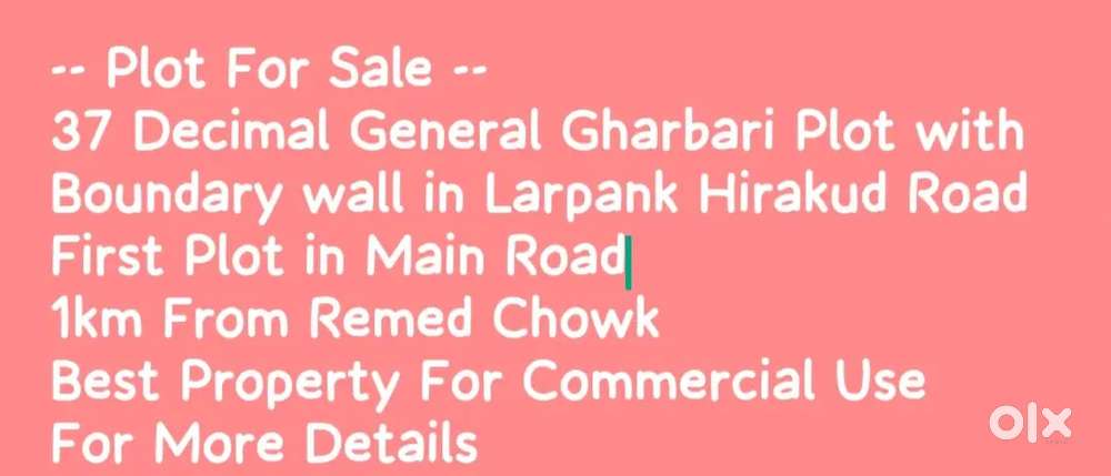 37 Decimal Gharbari Plot For Sale in Larpank Hirakud MainRoad