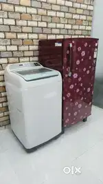 FLOWER MODEL MAROON COLOUR SINGLE DOOR FRIDGE AND SAMSUNG 6.2KG LOADbn