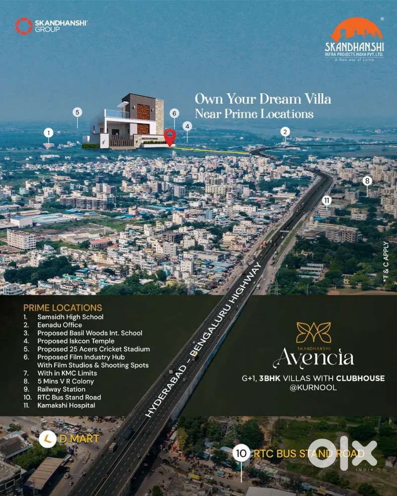 G+1 3BHK VILLAS WITH CLUB HOUSE @ KURNO0L