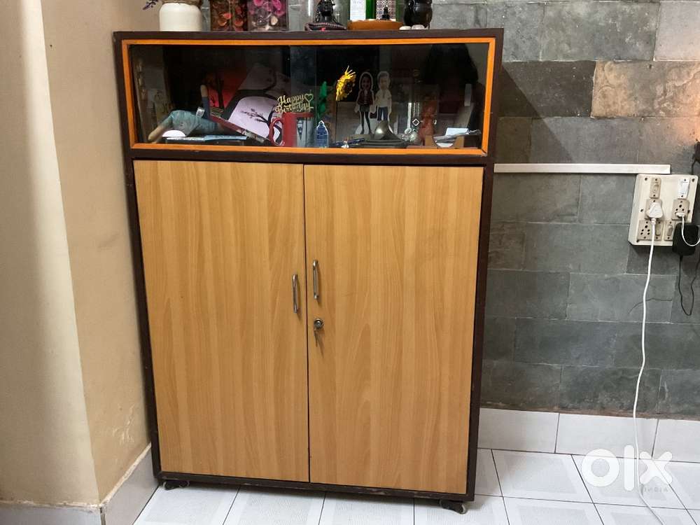 Showcase with storage cabinet