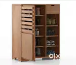 Madden Solid Wood Shoe Rack in Amber Walnut Finish