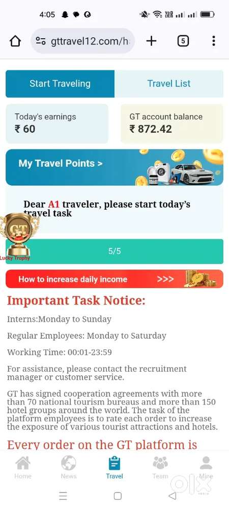 Daily earning