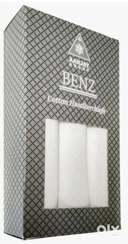 AARJAY Group BENZ Cotton Handkerchiefs – Pack of 3 (Brand New)(Blue)