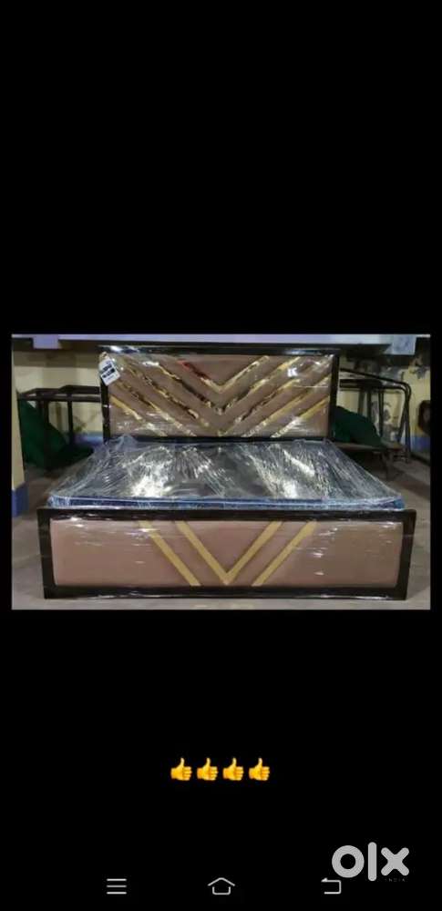 Solid Teak Wood Queen Size Bed Modern Style