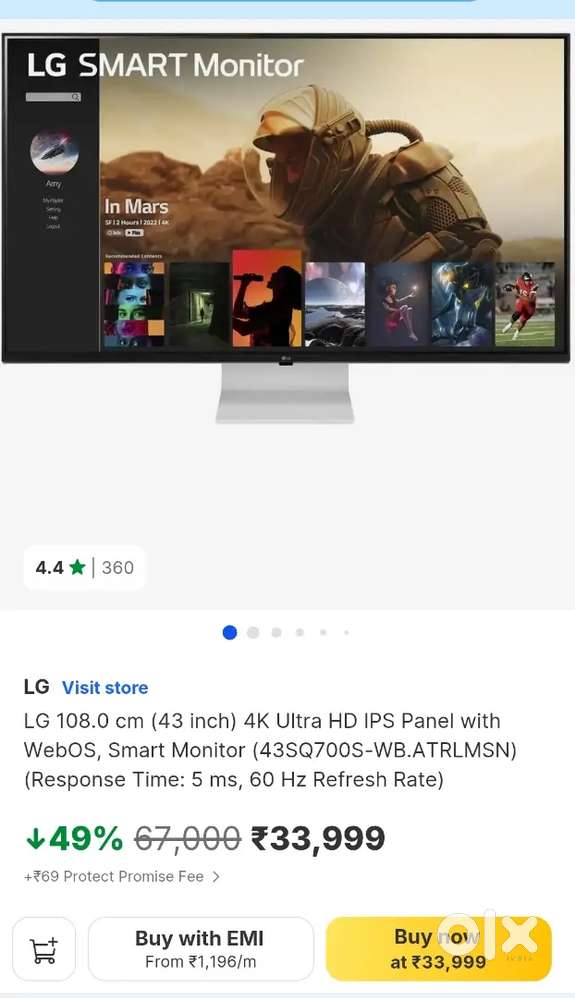 LG 43 4K IPS Smart Monitor TV - WebOS