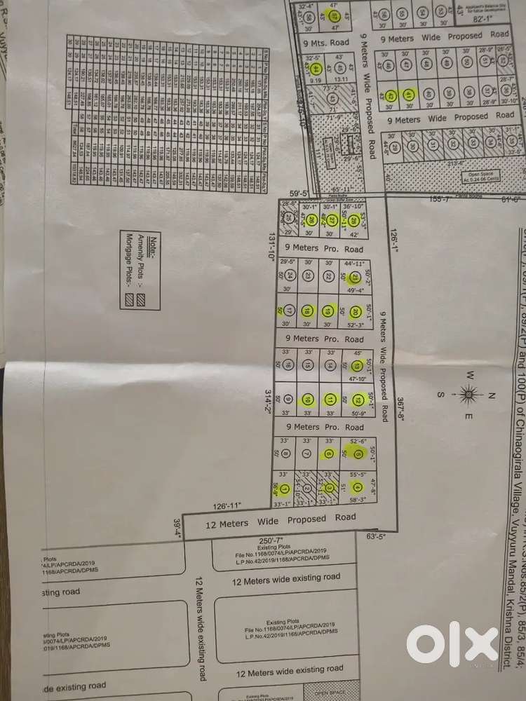 Plot Sizes of kankipadu tollgate plots at vuyyur