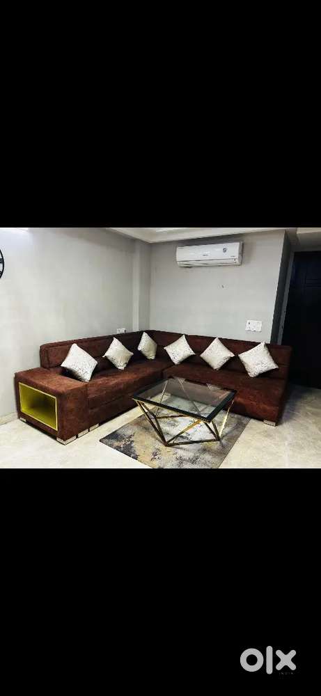 6 Seater Sofa Sagwan Wood with cushion and cushion cover