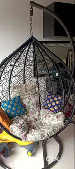 Single Seater Rattan & Wicker Swing (Dark Brown)