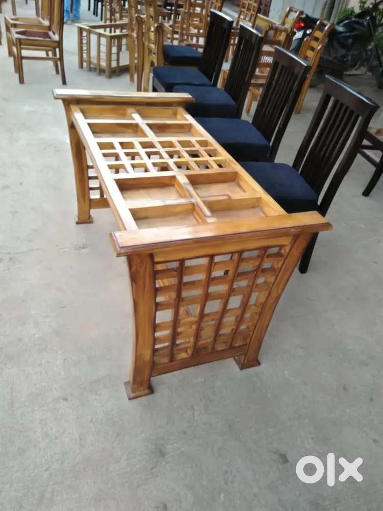 Teak ( सागोन) wood dining table with 6 chair