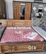 Brand new collection available bedroom double bed with 3 door almari