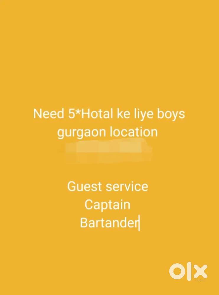 Need a person *5 Hotal gurgaon location