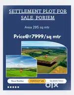 Settlement plot for sale, Sanquelim Poriem, 295 sqmts, @₹7990/sqmts