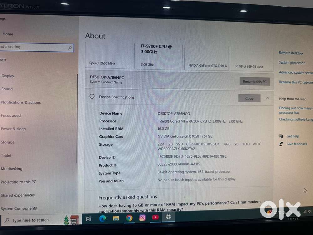 I7 9th mint condition 16 gb ram