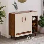 Oleye Engineered Wood Dual Tone 3 Doors Shoe Rack Cabinet