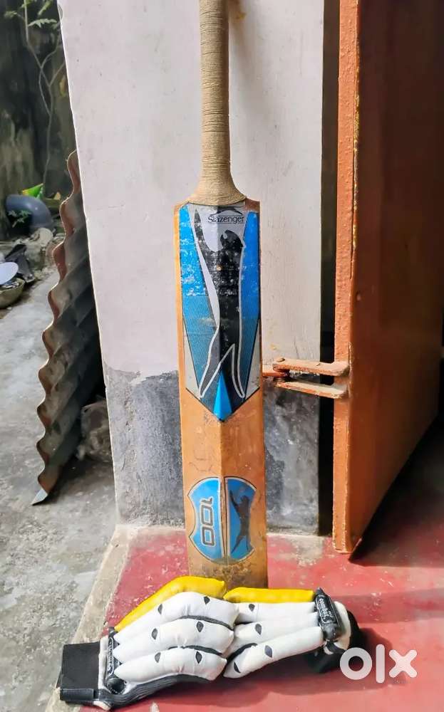 Slazenger cricket bat & Combat cricket batting gloves ( combo )