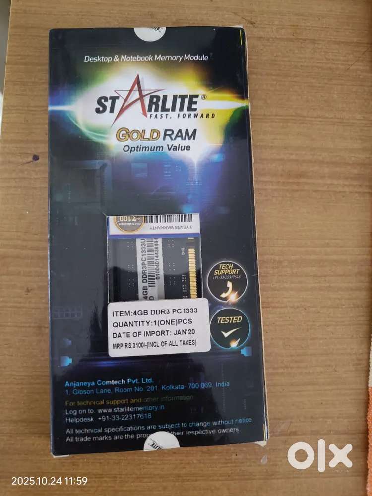 4gb ddr3 ram - Starlite fast forward Gold Ram